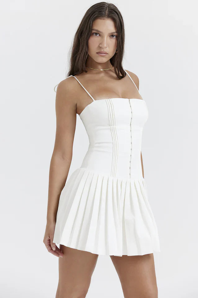Elvira | Pleated Mini Dress with Corset Bodice
