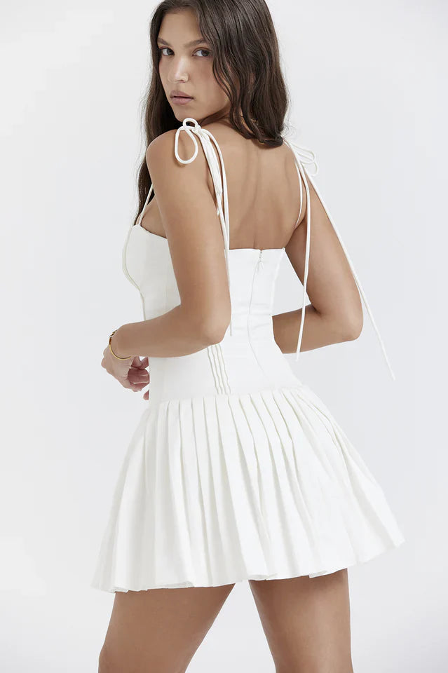 Elvira | Pleated Mini Dress with Corset Bodice