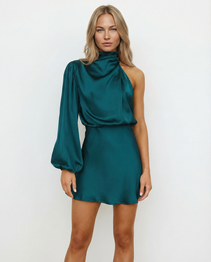 Olga | One-Shoulder Mini Dress with Long Sleeve