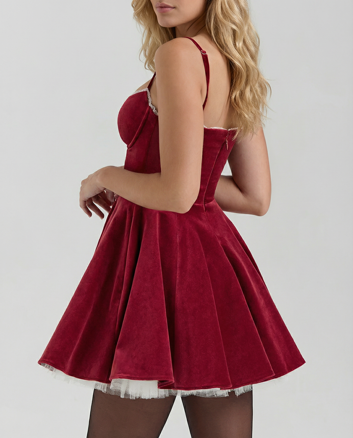 Valerie | Velvet Mini Dress with Flared Skirt
