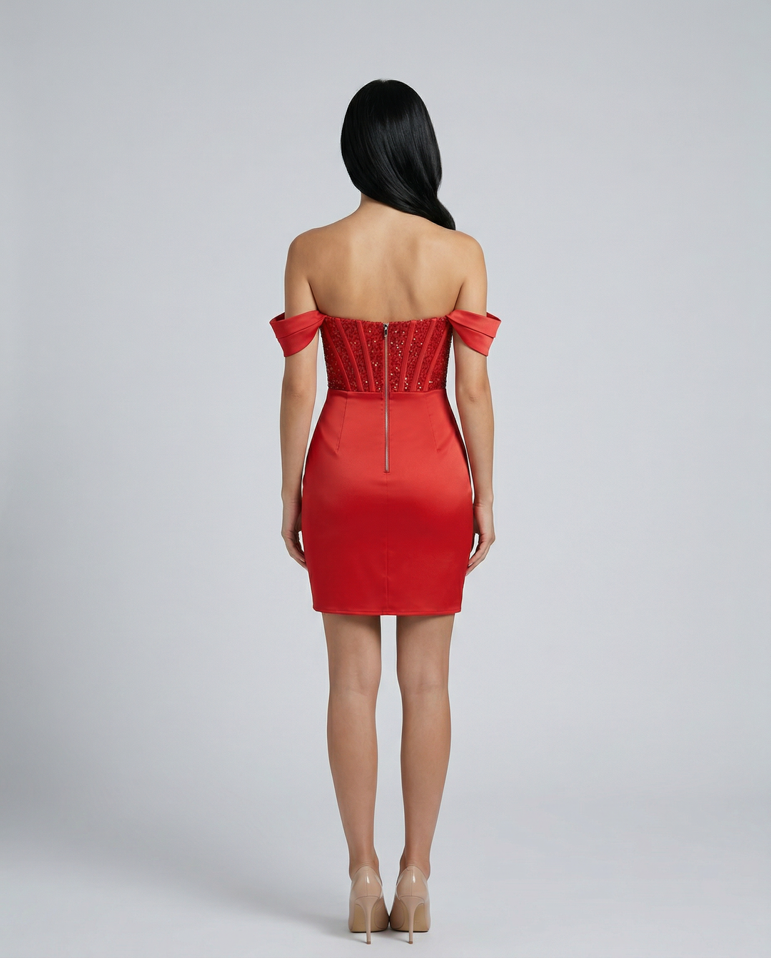 Vonda | Off-Shoulder Mini Dress with Sequin Bodice