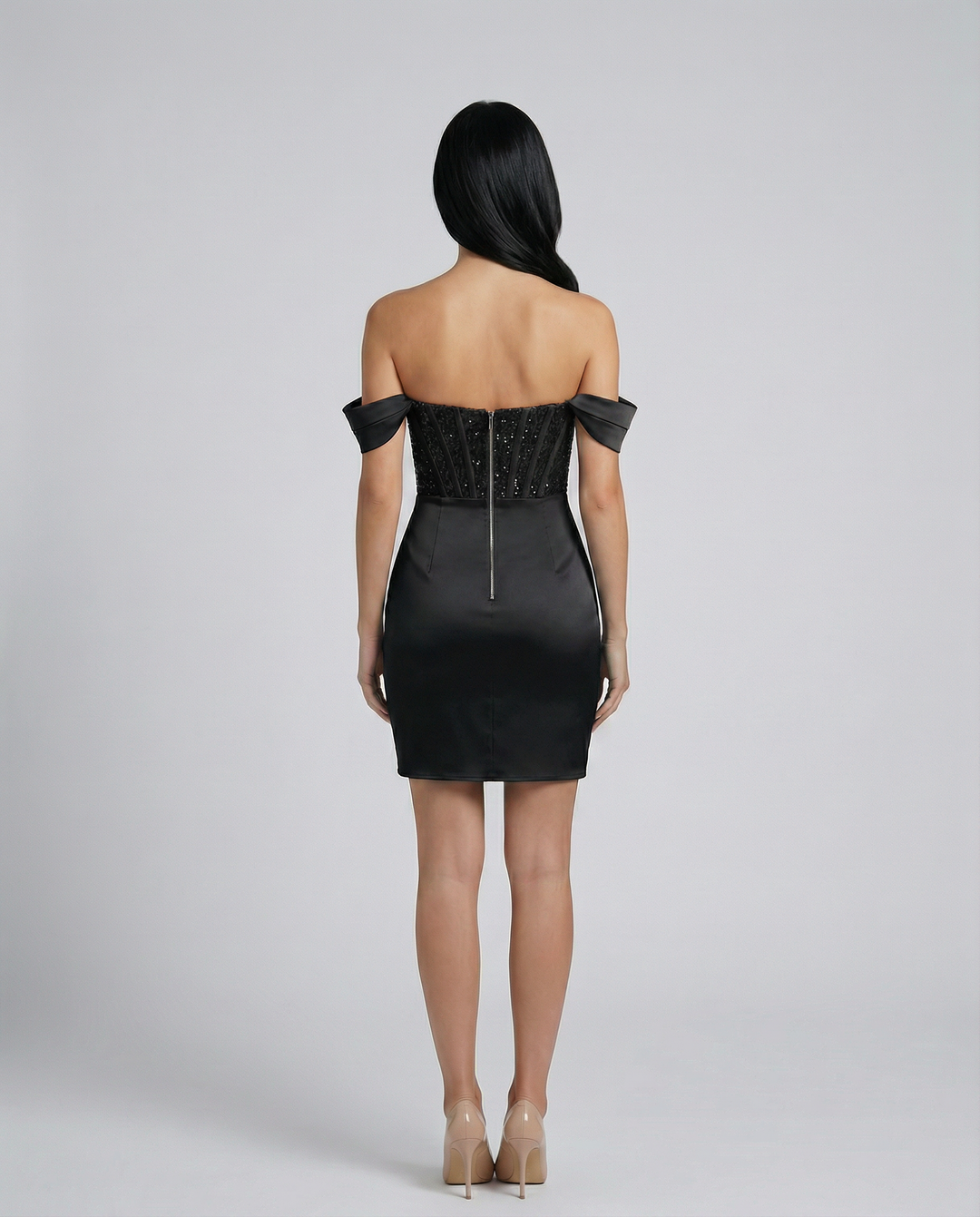 Vonda | Off-Shoulder Mini Dress with Sequin Bodice