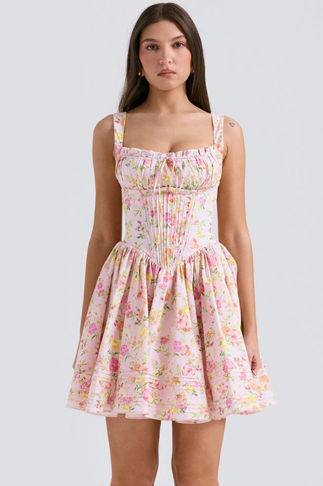 Natassia | Mini Dress with Pintuck Corset Bodice