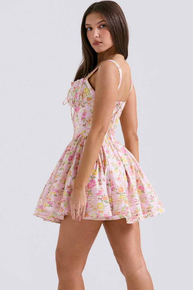 Natassia | Mini Dress with Pintuck Corset Bodice