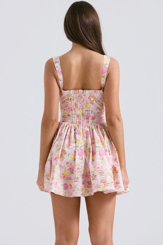 Natassia | Mini Dress with Pintuck Corset Bodice