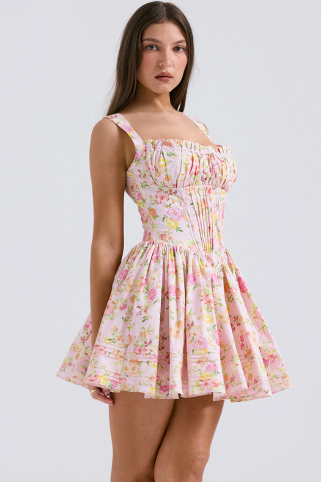 Natassia | Mini Dress with Pintuck Corset Bodice