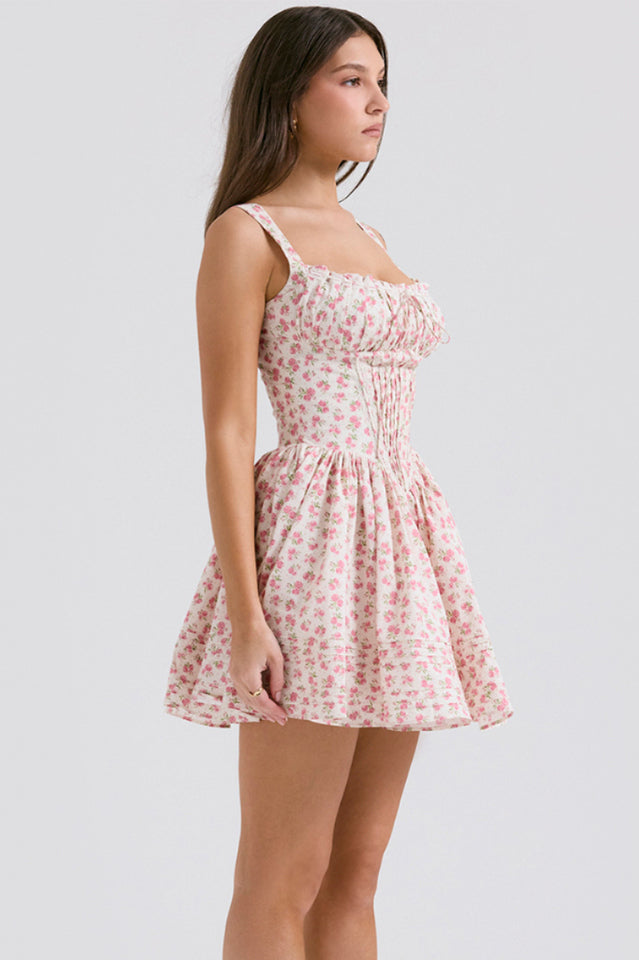 Natassia | Mini Dress with Pintuck Corset Bodice