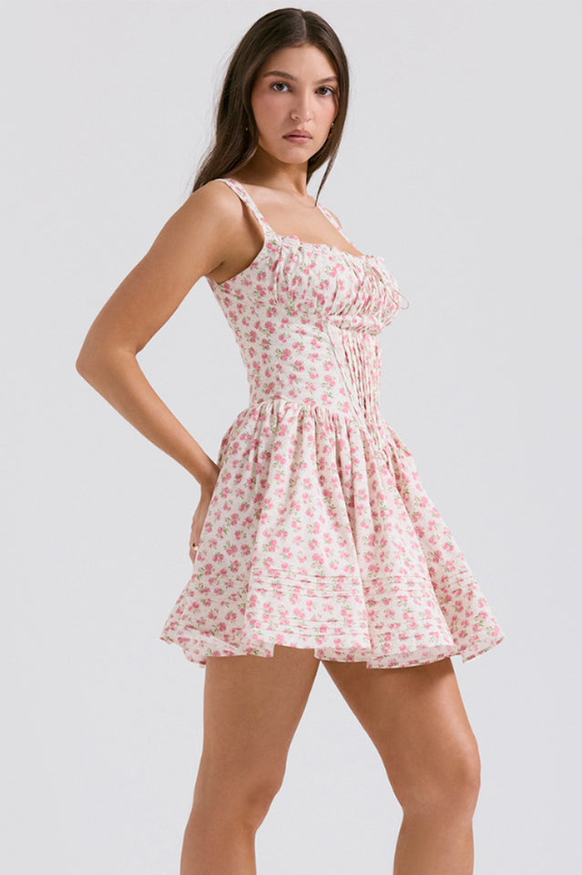 Natassia | Mini Dress with Pintuck Corset Bodice