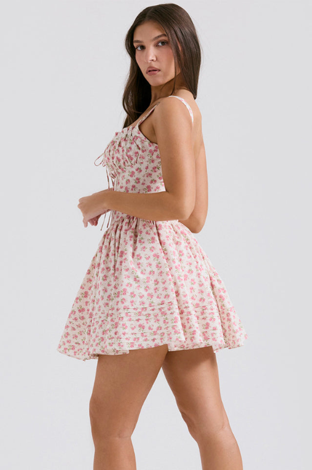 Natassia | Mini Dress with Pintuck Corset Bodice