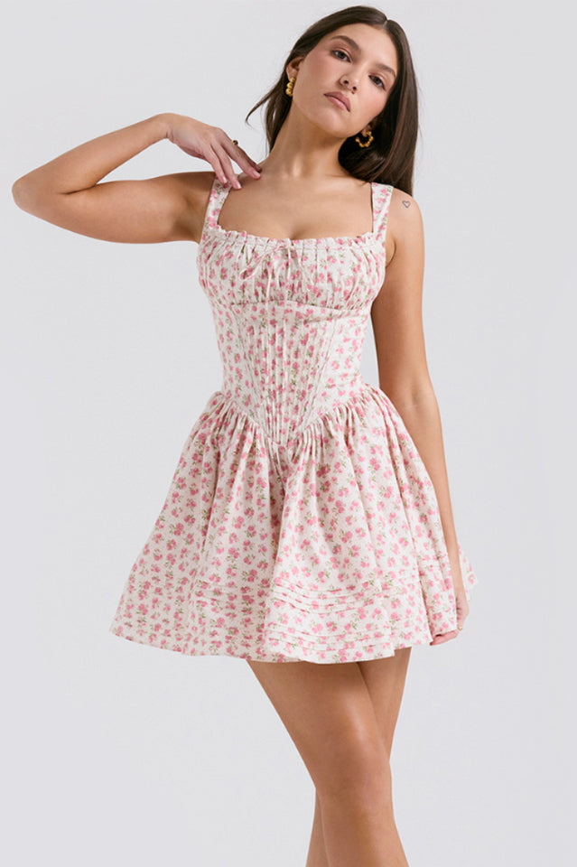 Natassia | Mini Dress with Pintuck Corset Bodice
