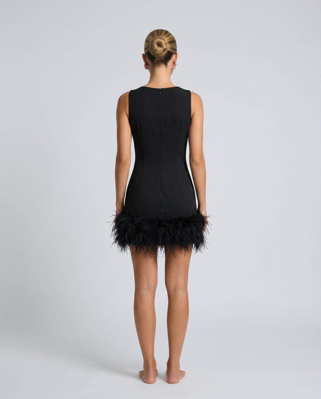 Nisha | Mini Dress with Feather Hem