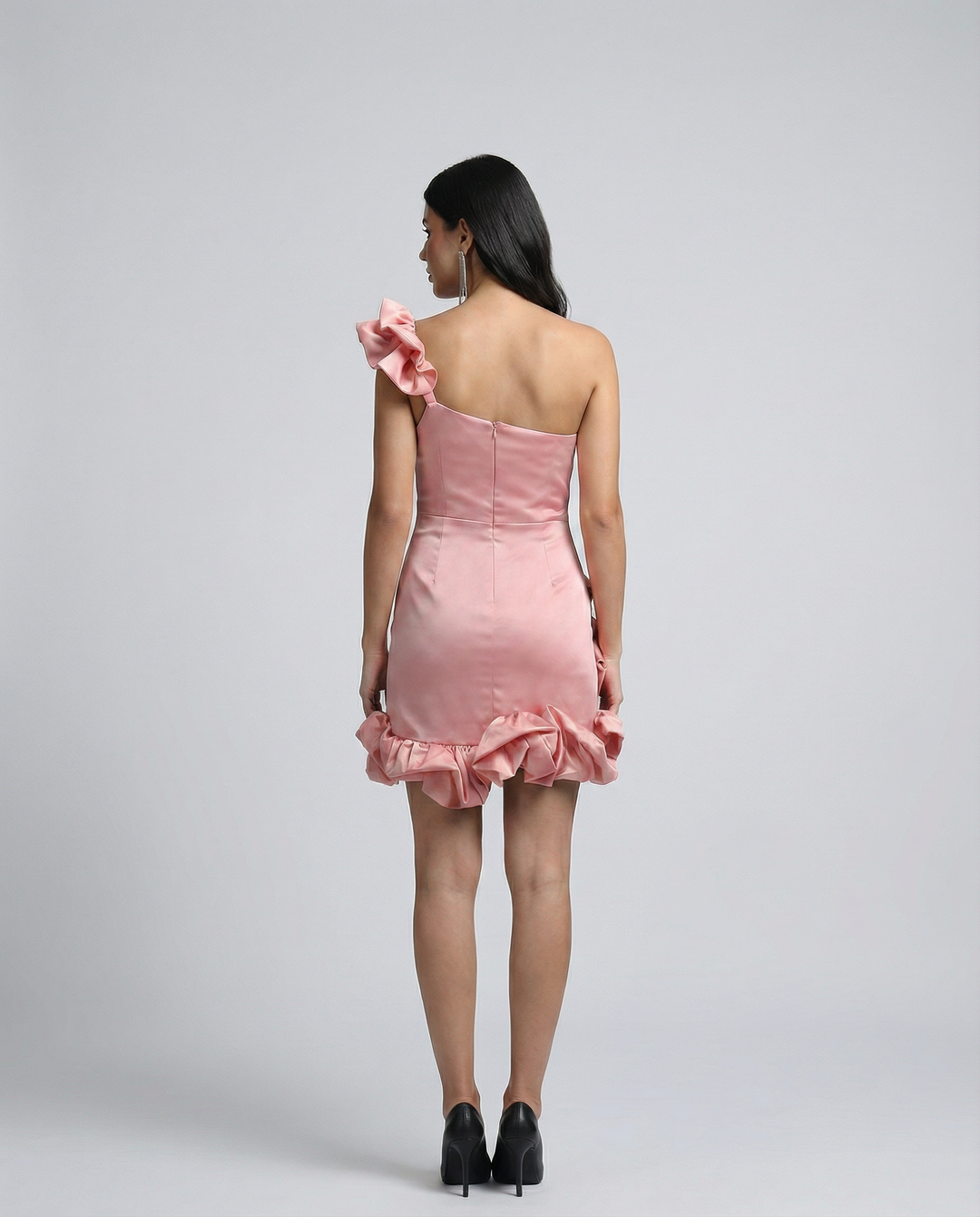Addie | One Shoulder Mini Dress with Ruffle Hem