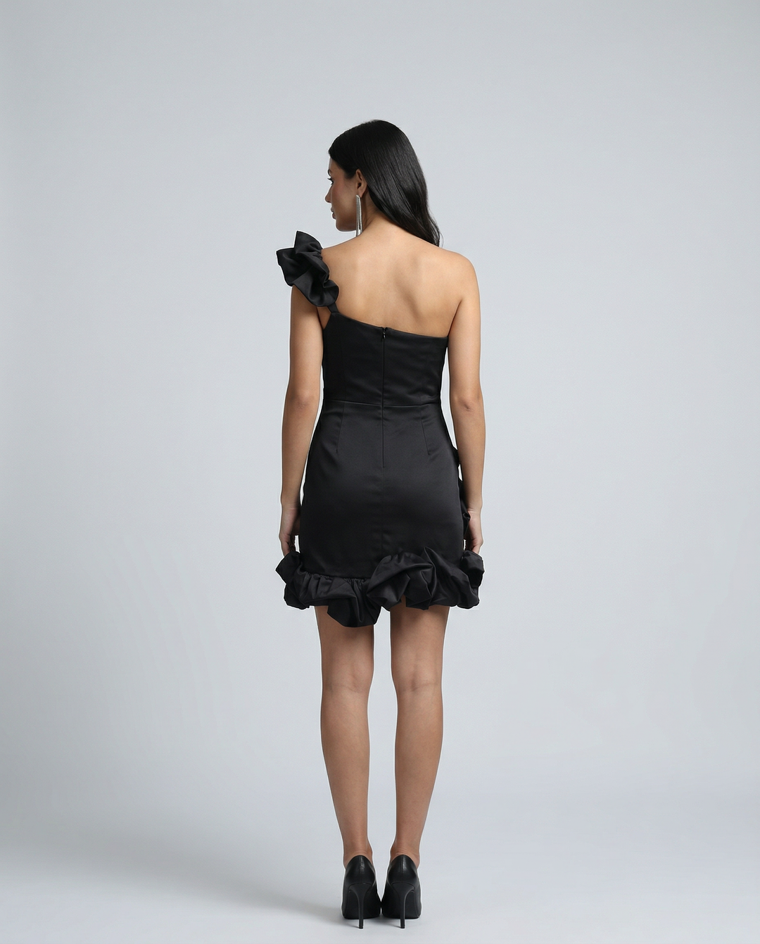 Addie | One Shoulder Mini Dress with Ruffle Hem