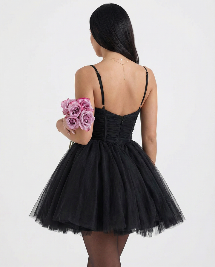 Tara | Tulle Mini Dress with Structured Bodice