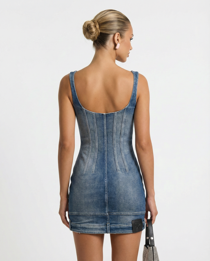Sally | Denim Bustier Mini Dress