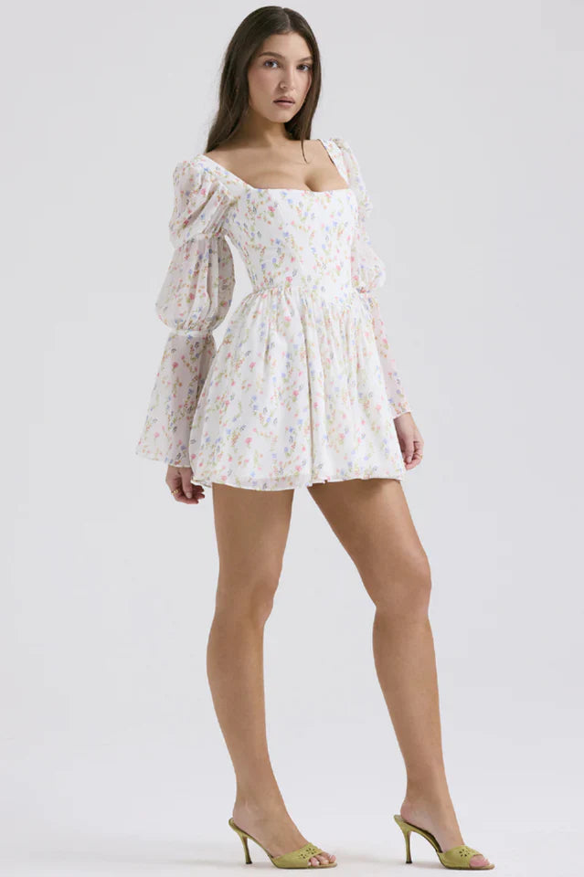 Kerry | Printed Puff Sleeve Mini Dress