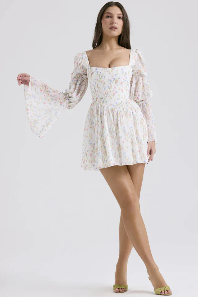 Kerry | Printed Puff Sleeve Mini Dress
