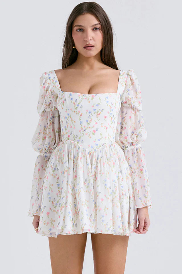Kerry | Printed Puff Sleeve Mini Dress