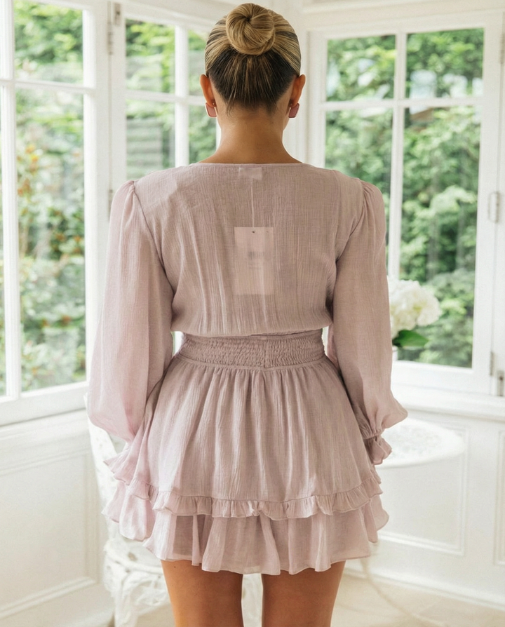 Annie | V-Neck Mini Dress with Ruffle Hem