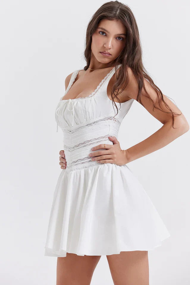 Jana | Mini Dress with Lace Trim Bodice