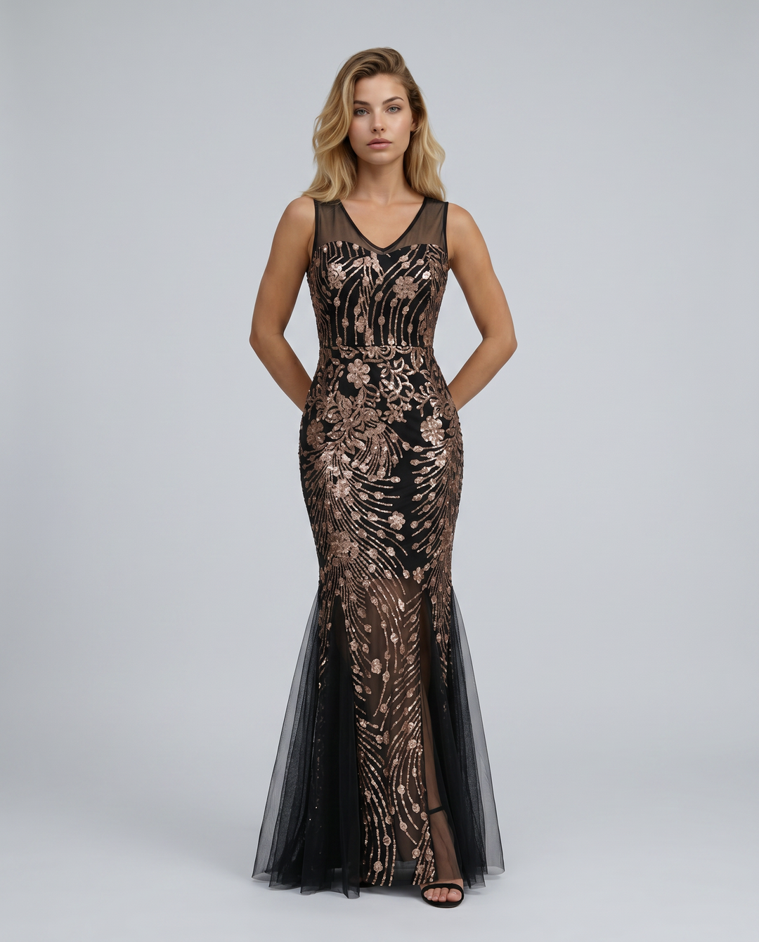 Belle | Maxi Dress with Sequin Mesh and Mermaid Hem