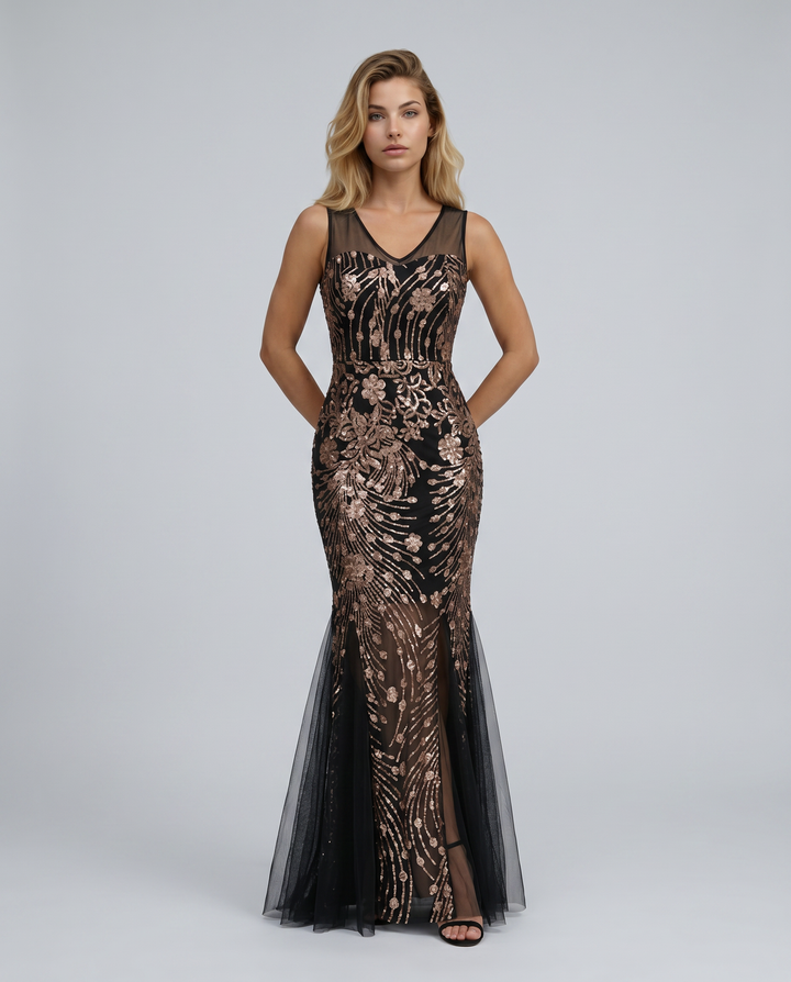 Belle | Maxi Dress with Sequin Mesh and Mermaid Hem