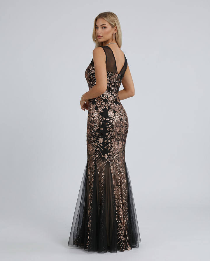 Belle | Maxi Dress with Sequin Mesh and Mermaid Hem