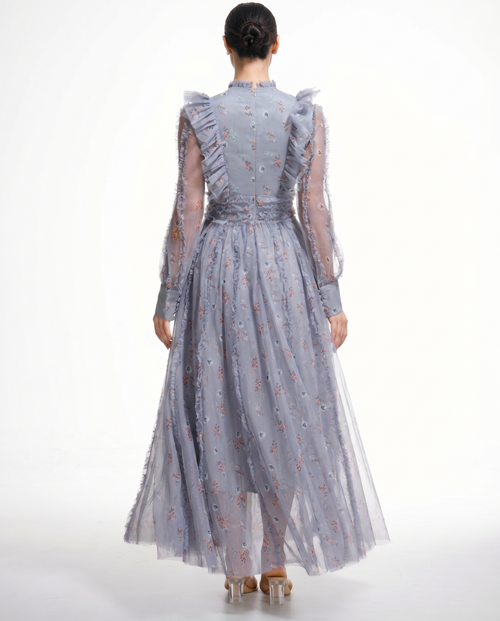 Beryl | Maxi Dress with Floral Print and Ruffle Details