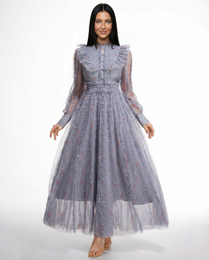 Beryl | Maxi Dress with Floral Print and Ruffle Details