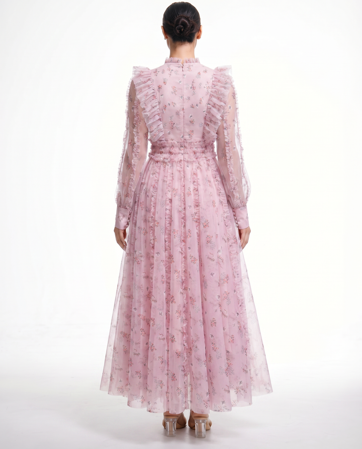 Beryl | Maxi Dress with Floral Print and Ruffle Details