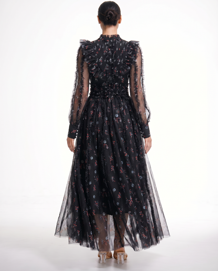 Beryl | Maxi Dress with Floral Print and Ruffle Details