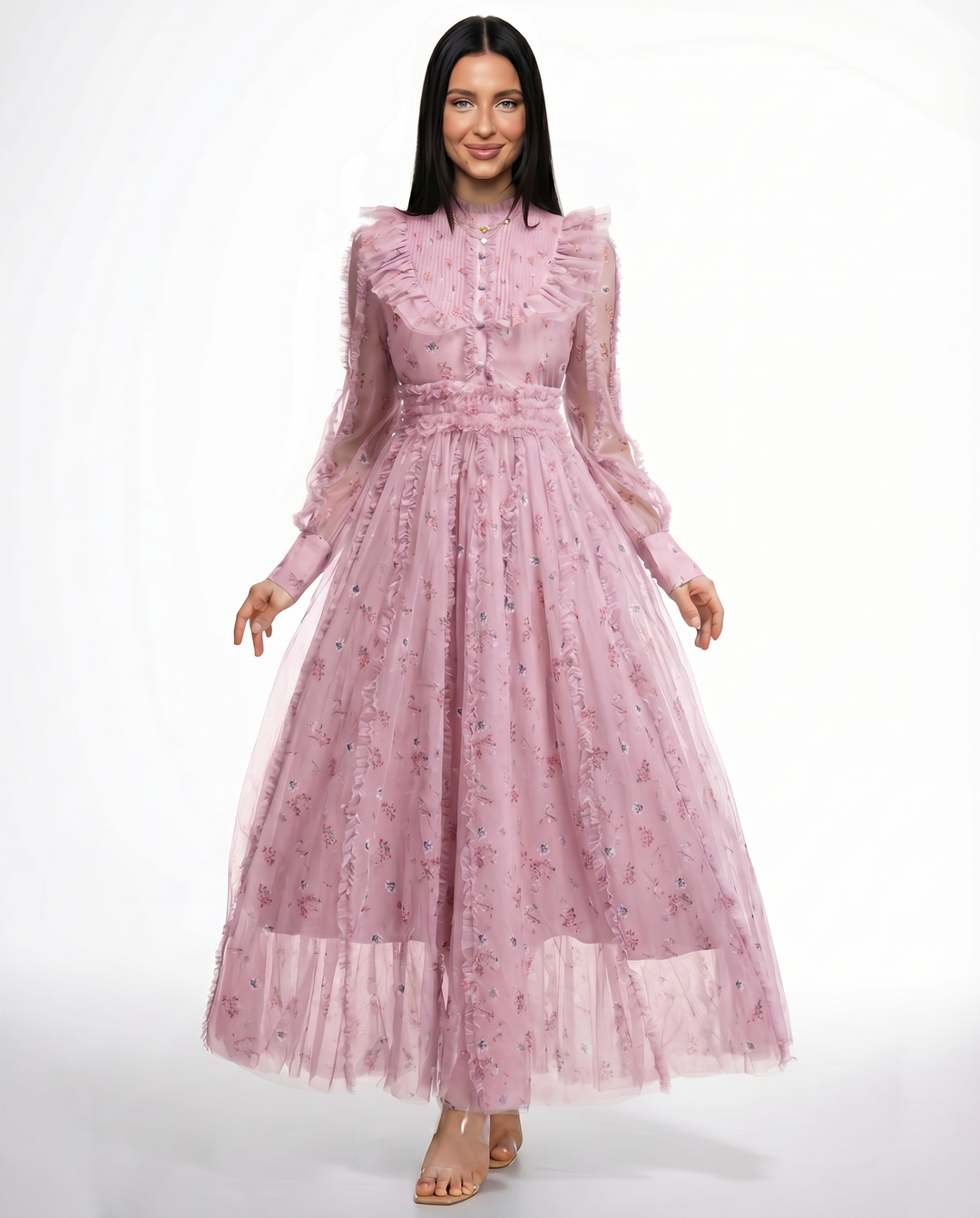 Beryl | Maxi Dress with Floral Print and Ruffle Details