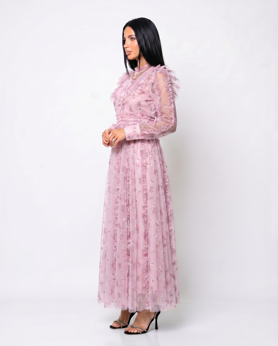 Beryl | Maxi Dress with Floral Print and Ruffle Details