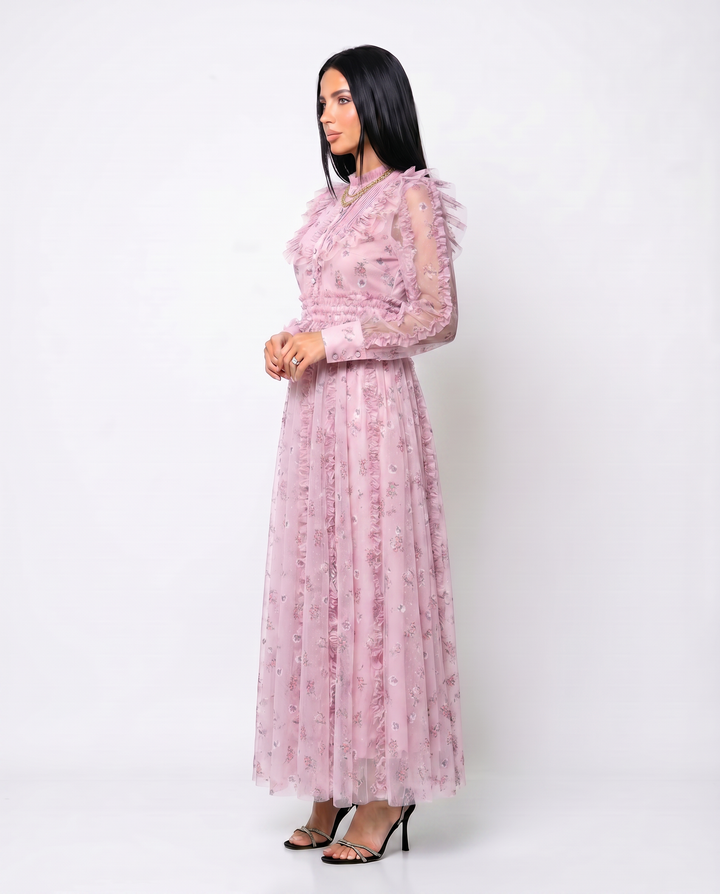 Beryl | Maxi Dress with Floral Print and Ruffle Details