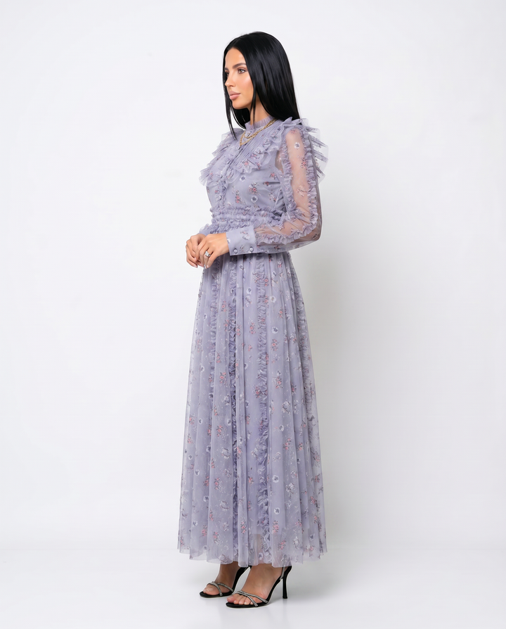 Beryl | Maxi Dress with Floral Print and Ruffle Details