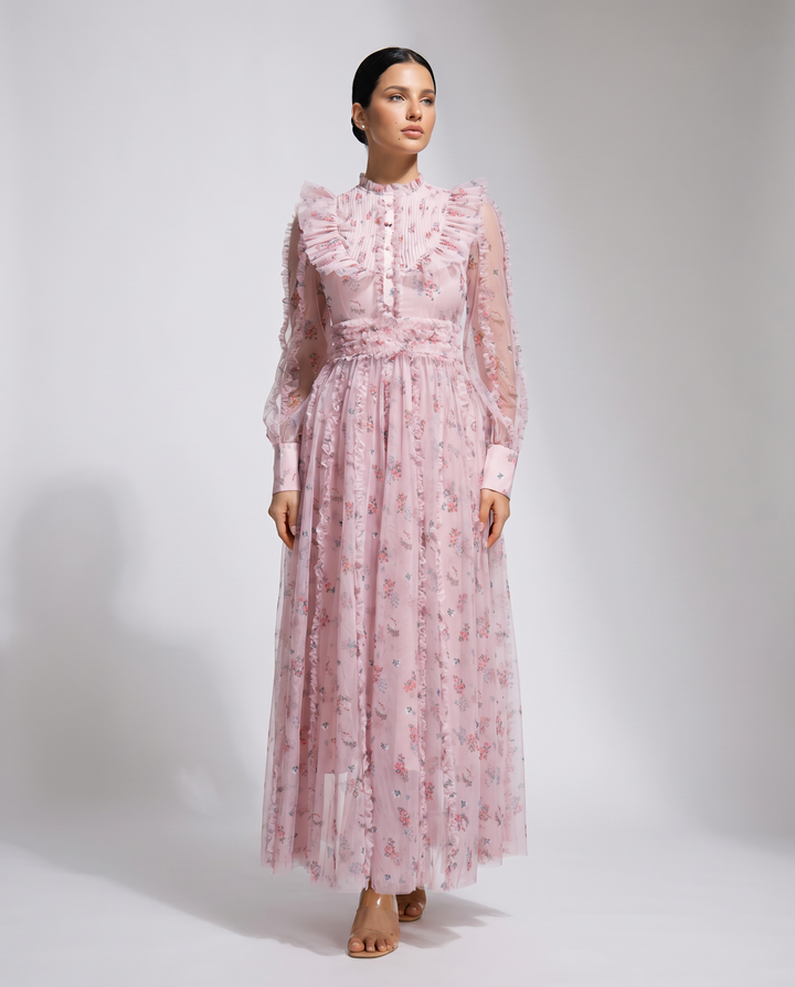 Beryl | Maxi Dress with Floral Print and Ruffle Details