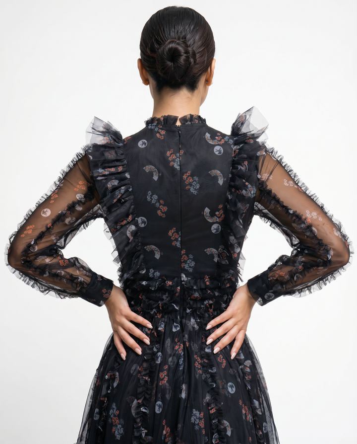 Beryl | Maxi Dress with Floral Print and Ruffle Details