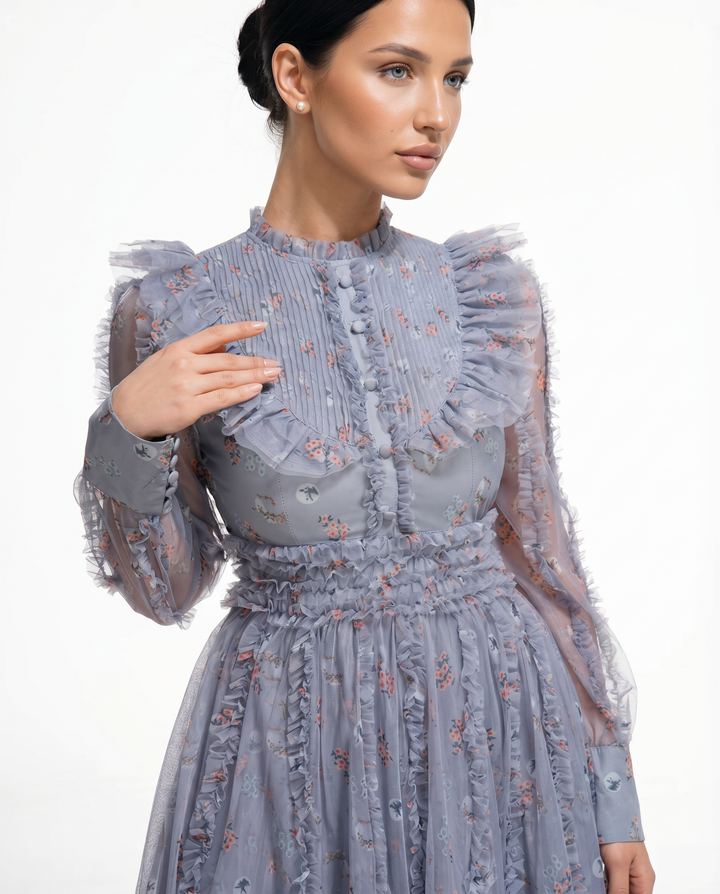 Beryl | Maxi Dress with Floral Print and Ruffle Details