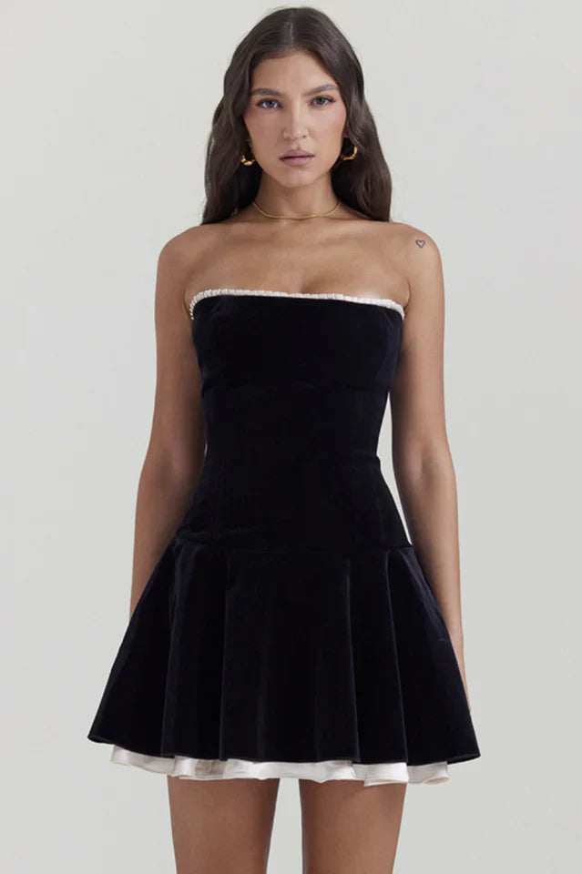 Althea | Mini Dress with Strapless Neckline and Flared Skirt