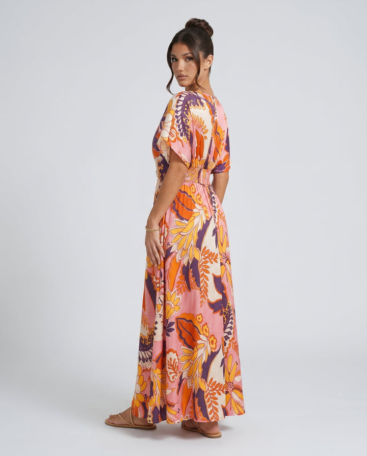 Nola | Maxi Dress with Floral Print and Elastic Waist
