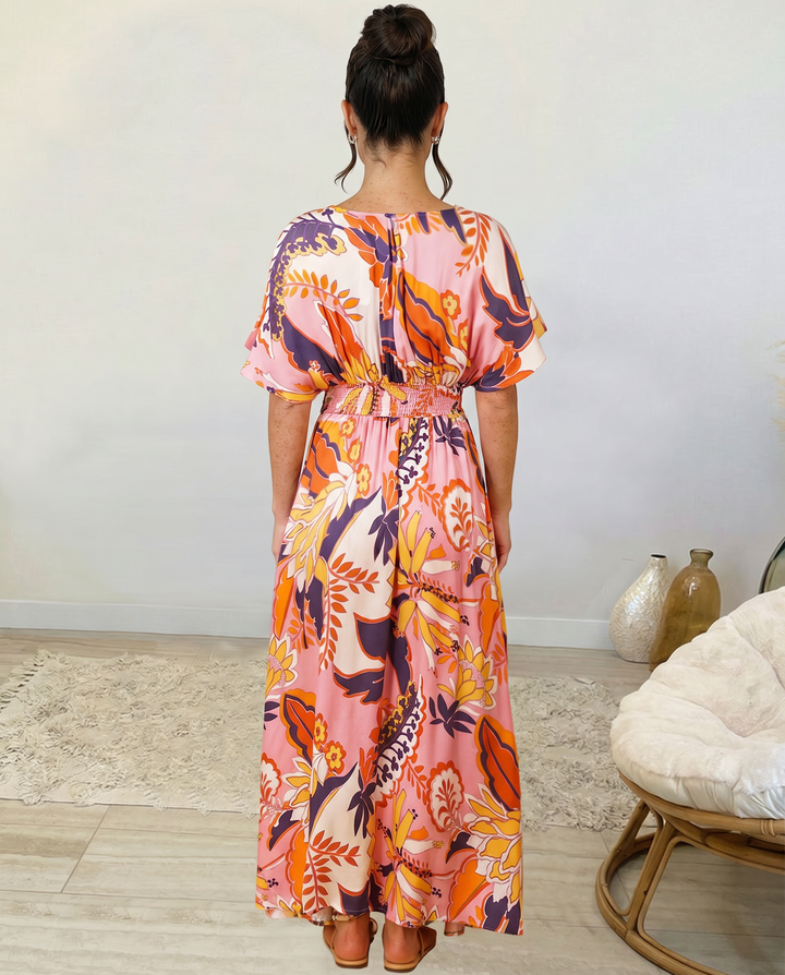 Nola | Maxi Dress with Floral Print and Elastic Waist