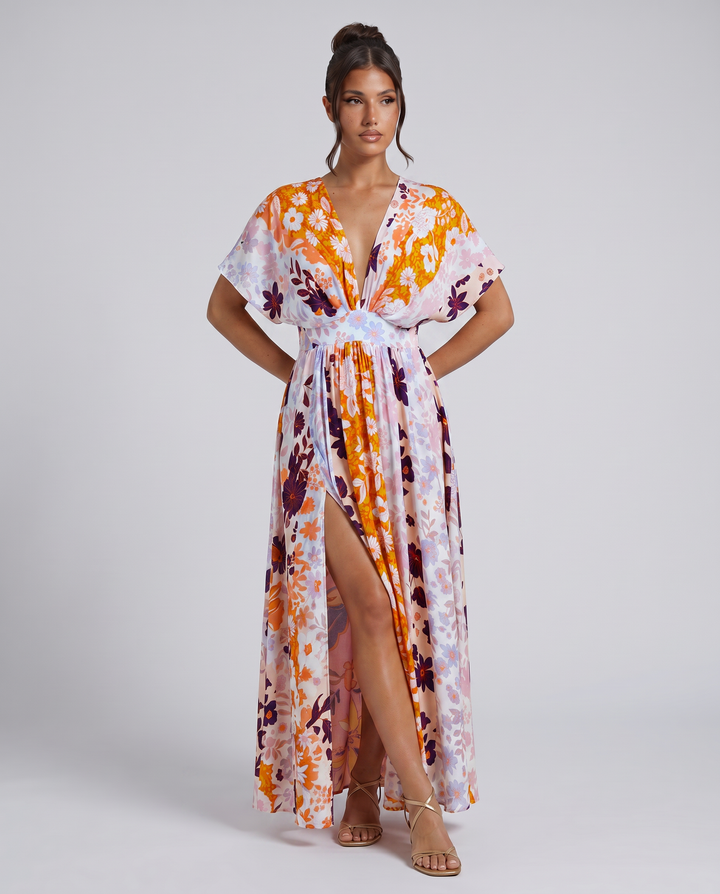 Nola | Maxi Dress with Floral Print and Elastic Waist