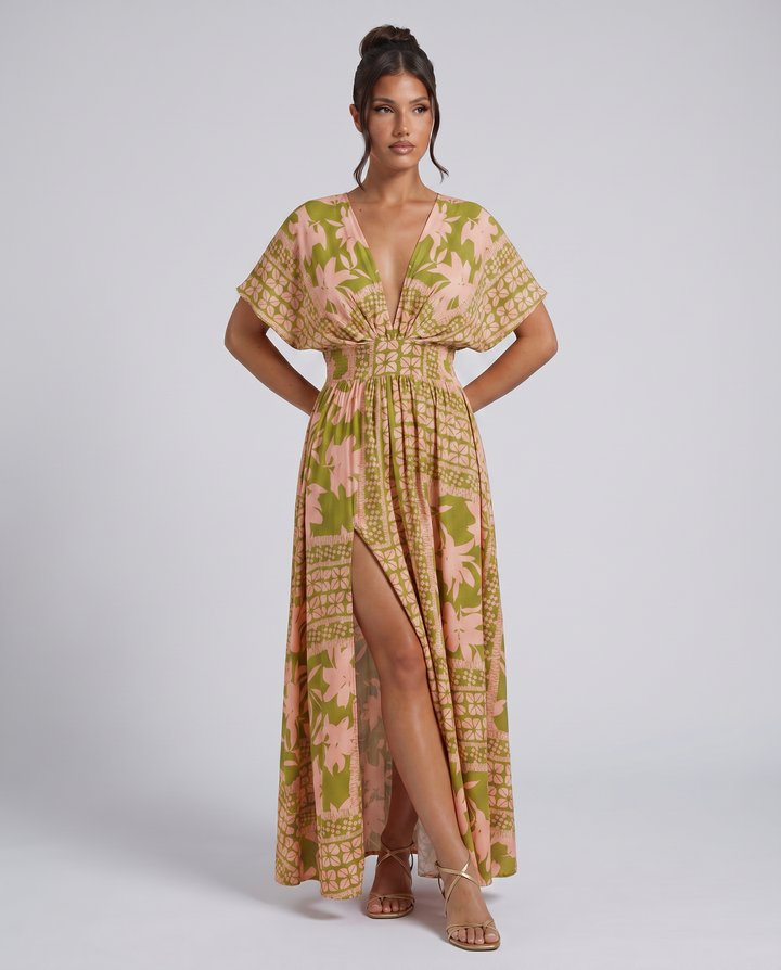 Nola | Maxi Dress with Floral Print and Elastic Waist