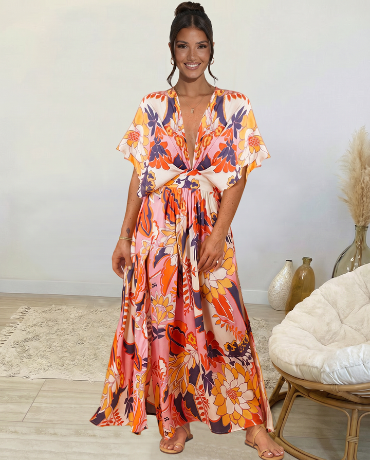 Nola | Maxi Dress with Floral Print and Elastic Waist