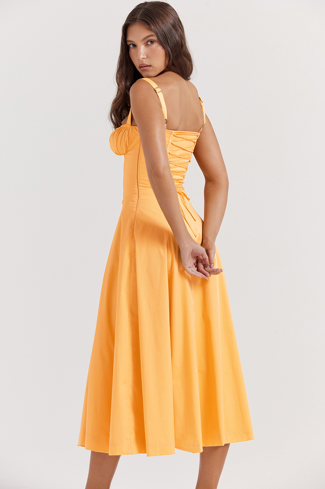 Malia | Midi Dress with Corset Bodice and Side Split