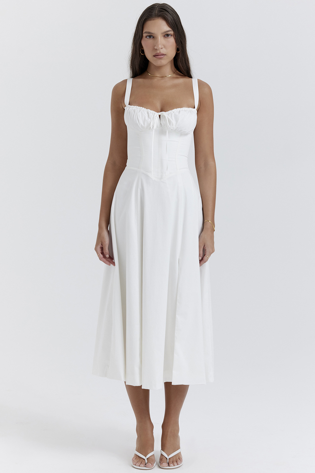 Zaria | Midi Dress with Corset Bodice and Side Split