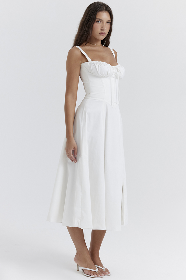 Zaria | Midi Dress with Corset Bodice and Side Split