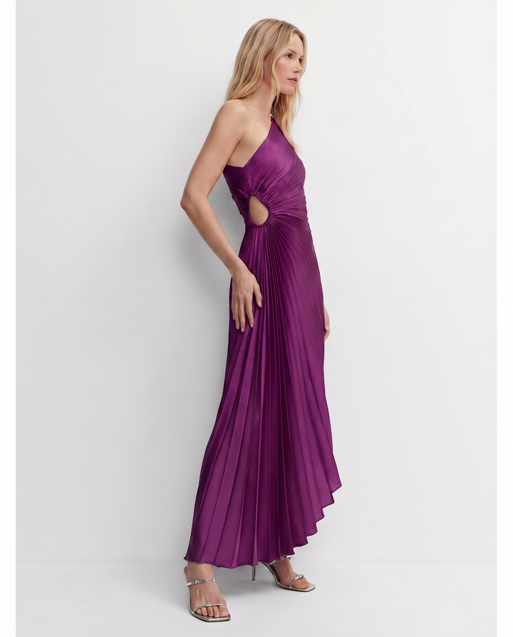 Ava | One Shoulder Midi Dress with Pleated Detail