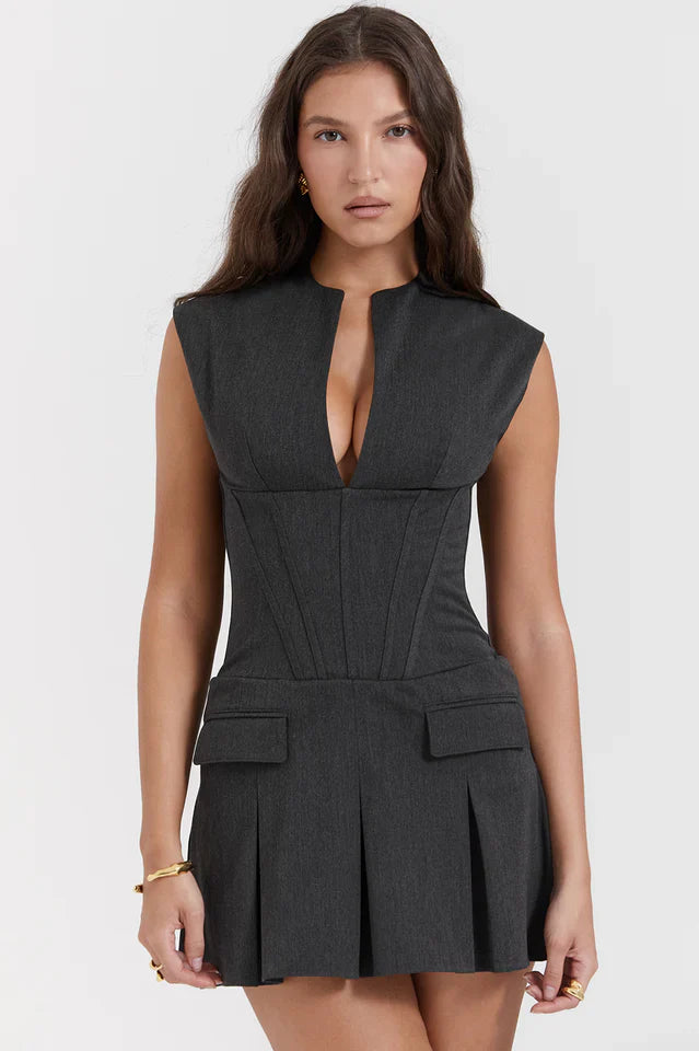 Nola | Mini Dress with Pleated Skirt and Structured Waist