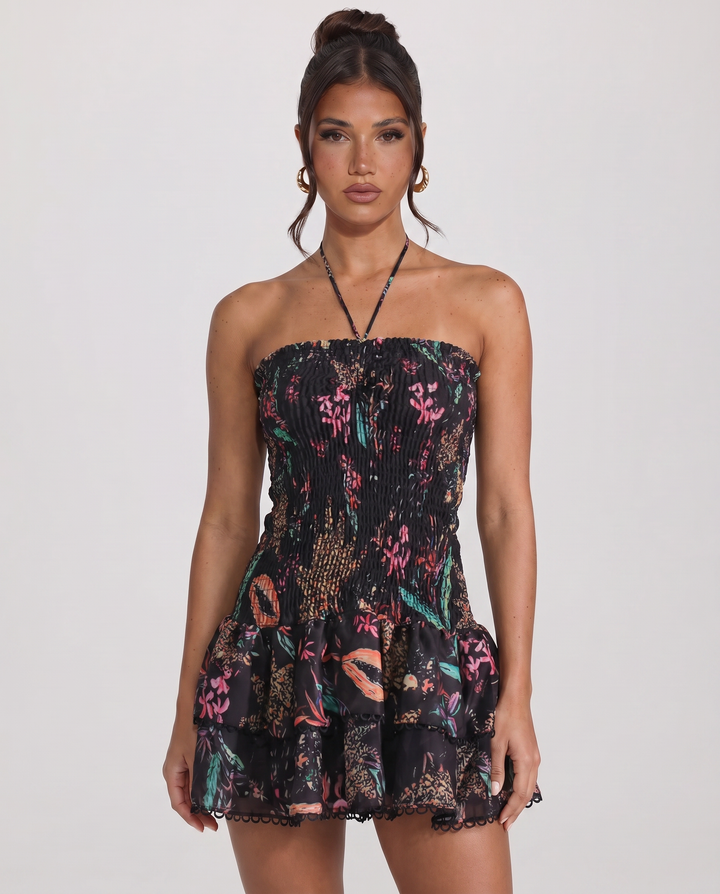 Kellie | Mini Dress with Floral Print and Ruffle Hem